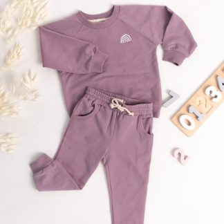 Modna otroška treninrka Mavrični nasmeh v vijola barvi